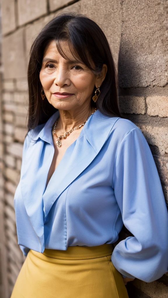 60 year old Peruvian woman , Shutterstock , beautiful neckline , small skirt , piel muy arrugada ,canosa,senos pequeños 