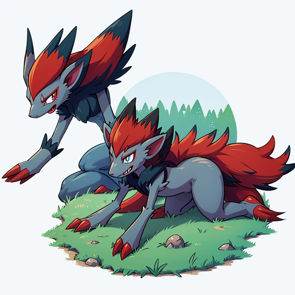 zoroark, pokemon (creature),forest, lake,