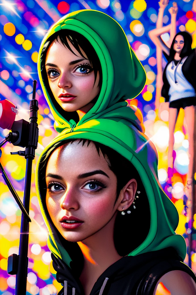 luffy, young man, beautiful detailed eyes, beautiful detailed lips, extremely detailed eyes and face, long eyelashes, green hair, piercing eyes, streetwear hoodie, dynamic intense expression, blurred background, masterpiece, best quality, 4k, 8k, highres, ultra-detailed, realistic, photorealistic, photo-realistic, HDR, UHD, studio lighting, ultra-fine painting, sharp focus, physically-based rendering, extreme detail description, professional, vivid colors, bokeh, portrait