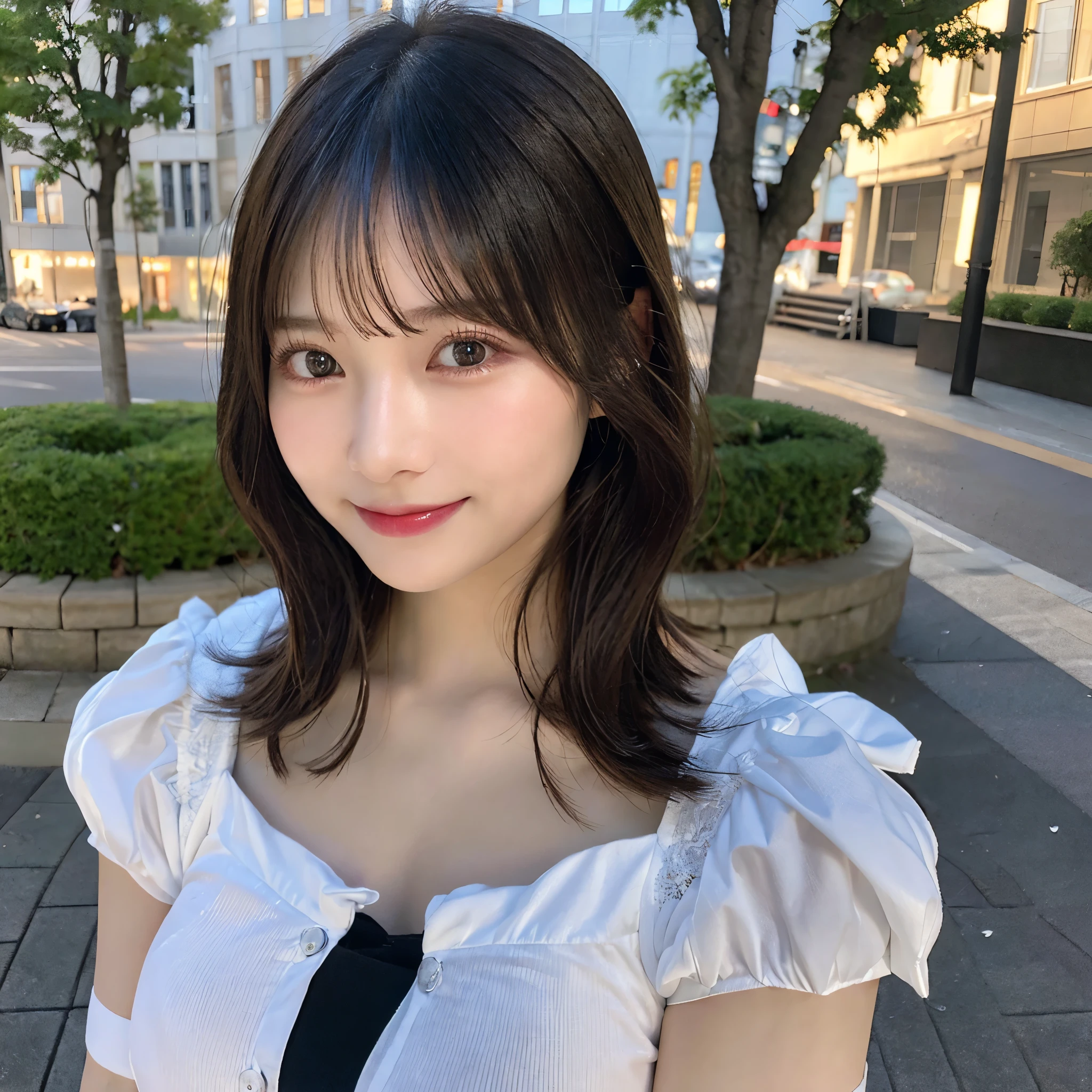 top-quality、8K Masterpiece、超A high resolution、(Photorealsitic:1.3)、Raw photo、女の子1人、Short bob hair、glowy skin、maid clothes、((super realistic details))、portlate、globalillumination、octan render、in 8K、ultrasharp、Beautiful breasts、highly intricate detail、Realistic light、CGSoation Trends、beautidful eyes、radiant eyes、Facing the camera、Spiteful smile