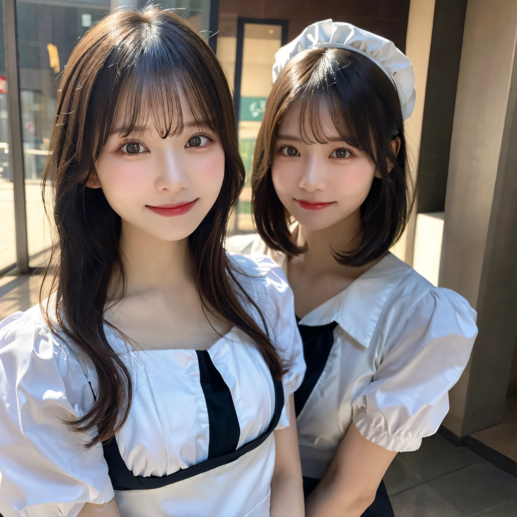 top-quality、8K Masterpiece、超A high resolution、(Photorealsitic:1.3)、Raw photo、1人、Short bob hair、glowy skin、maid clothes、((super realistic details))、portlate、globalillumination、octan render、in 8K、ultrasharp、Beautiful breasts、highly intricate detail、Realistic light、CGSoation Trends、beautidful eyes、radiant eyes、Facing the camera、Spiteful smile