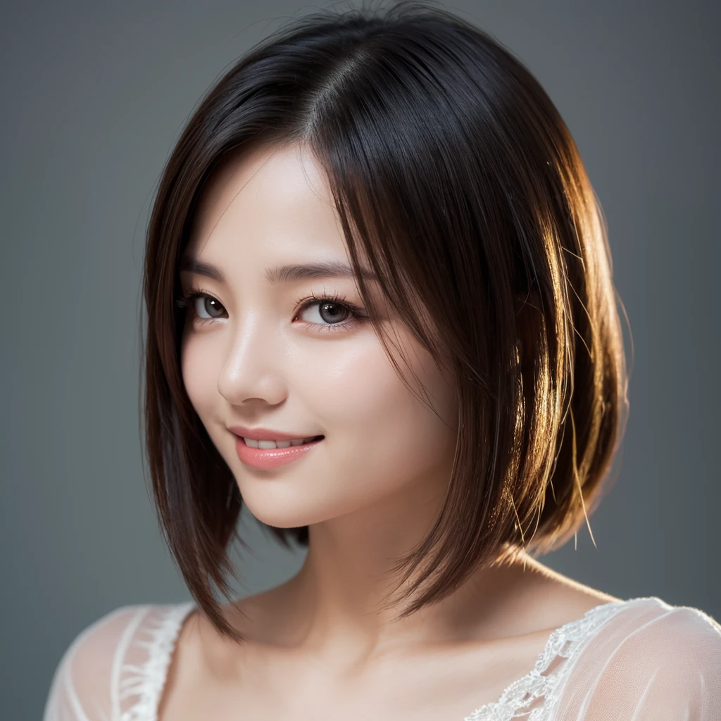 top-quality、8K Masterpiece、超A high resolution、(Photorealsitic:1.3)、Raw photo、女の子1人、Short bob hair、glowy skin、maid clothes、((super realistic details))、portlate、globalillumination、octan render、in 8K、ultrasharp、Beautiful breasts、highly intricate detail、Realistic light、CGSoation Trends、beautidful eyes、radiant eyes、Facing the camera、Spiteful smile