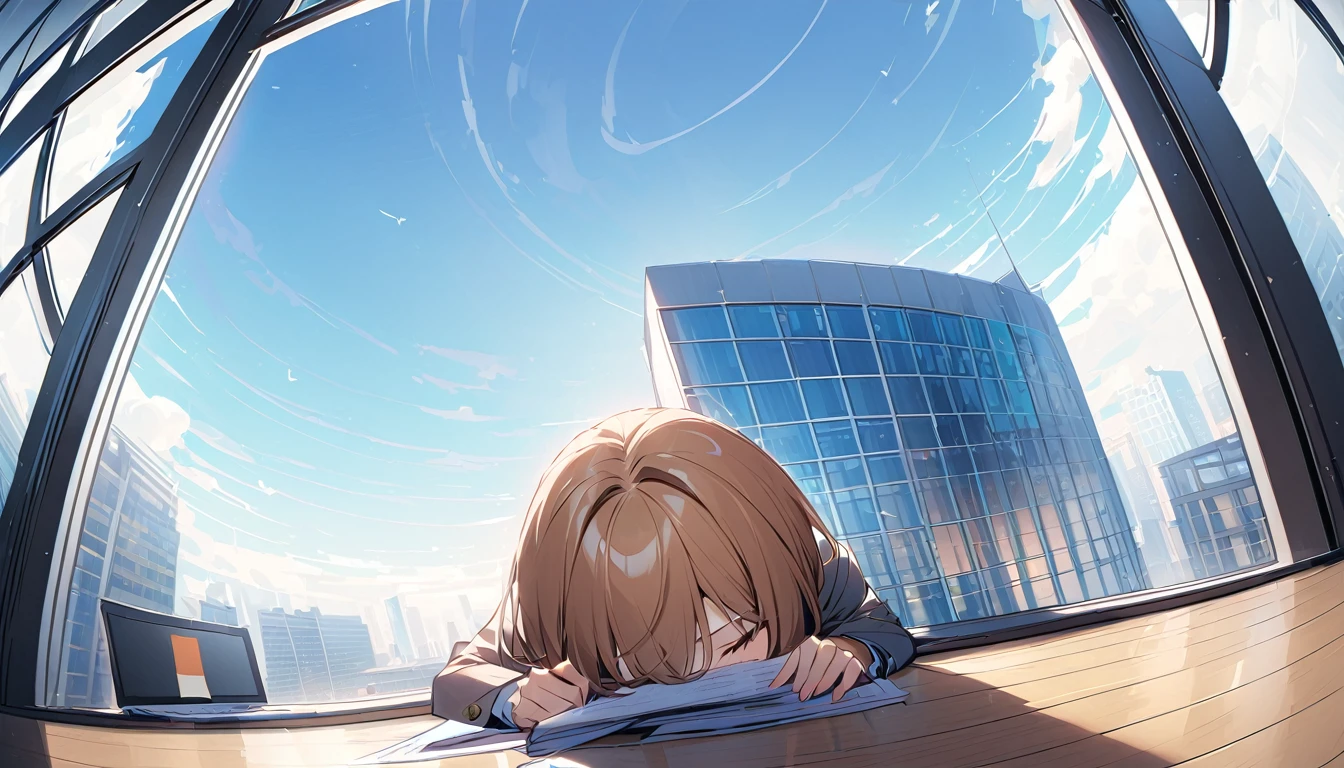 office，总裁的office，Floor-to-ceiling windows，A top-down view of the scene，