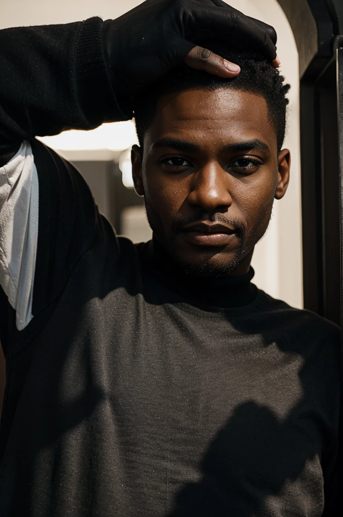 The man is black and handsome
