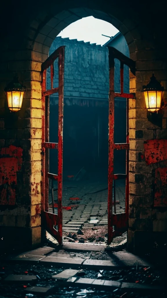A creepy horror video of a broken vermilion torii gate, countless broken gravestones, and a dark, smelly atmosphere.