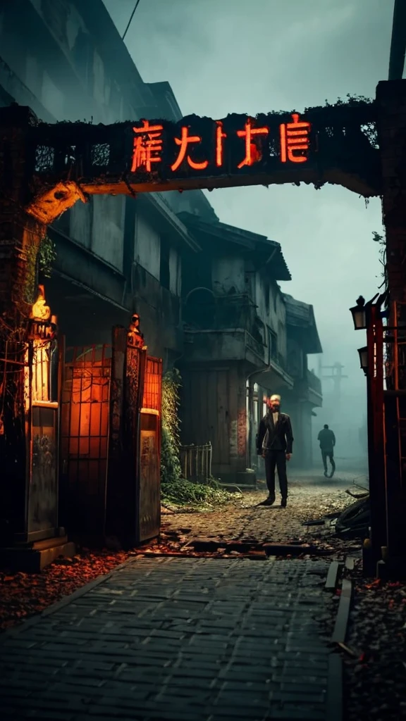 A creepy horror video of a broken vermilion torii gate, countless broken gravestones, and a dark, smelly atmosphere.