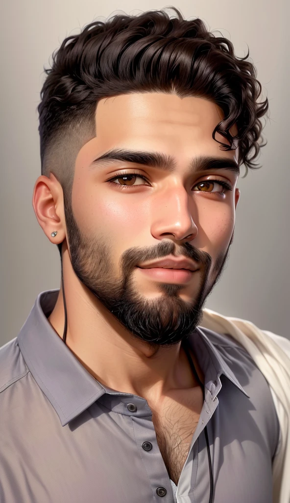 a close up of a man with a beard and a shirt, riyahd cassiem, portait photo profile picture, mohamed chahin, headshot profile picture, with accurate face, without beard, profile picture, ismail, around 1 9 years old, high quality upload, very clear picture, front profile!!!!, ayan nag, khyzyl saleem, a picture