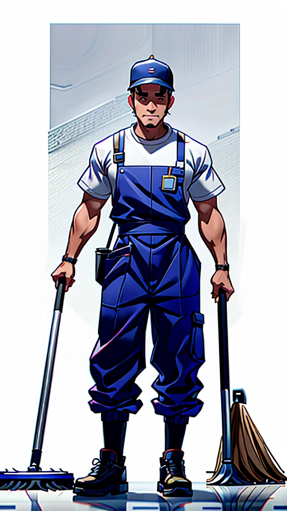 Janitor game character on white background