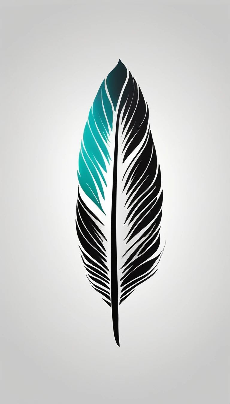 Design a minimalistic, futuristic logo that captures the magic of storytelling and the importance of memory, encapsulating a brand called 'Penamemoria'. The logo should be simple, memorable, timeless, and versatile, working well in both print and digital formats. Logo of a minimalistic feather symbolizing memories and storytelling