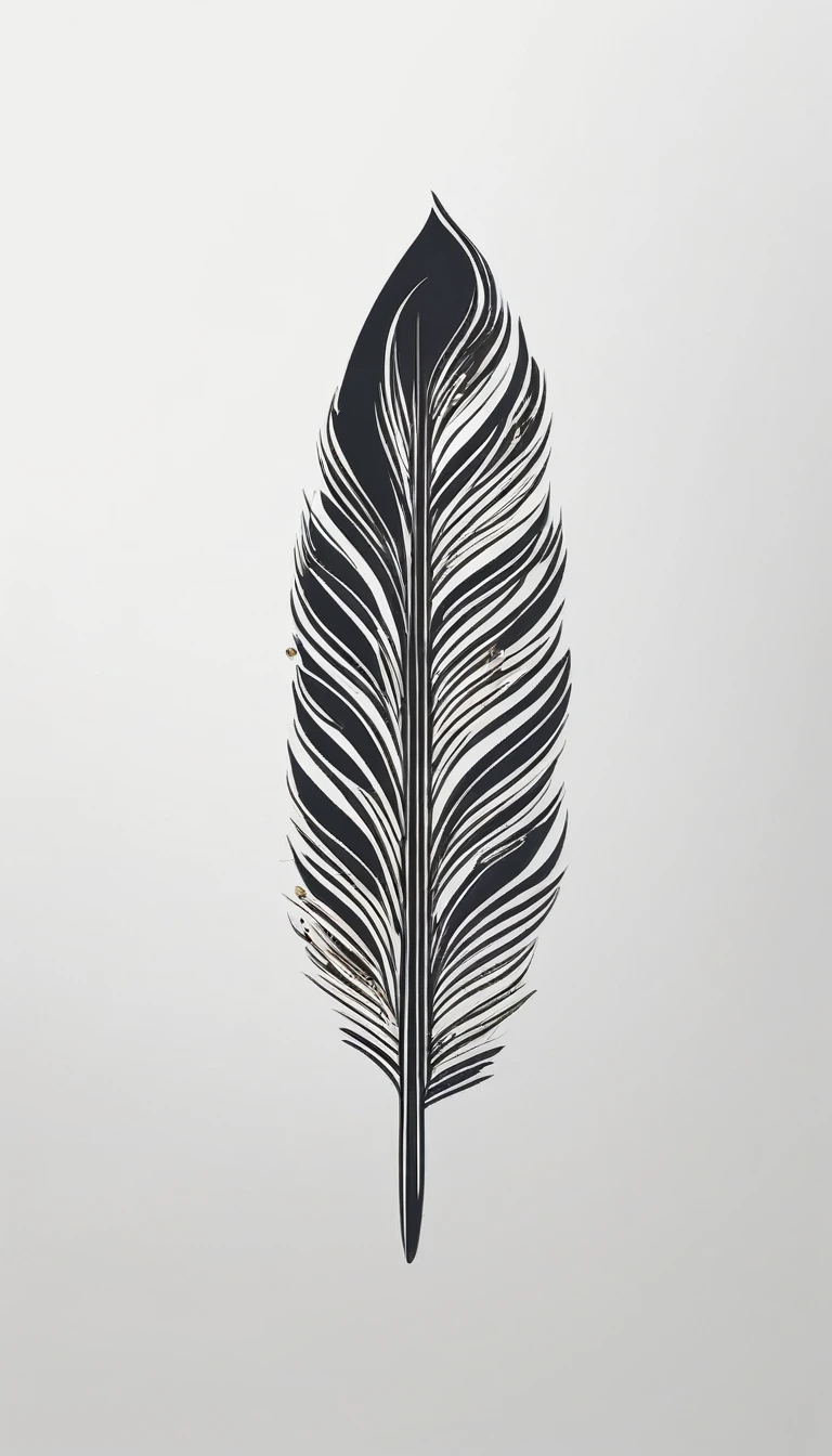 Design a minimalistic, futuristic logo that captures the magic of storytelling and the importance of memory, encapsulating a brand called 'Penamemoria'. The logo should be simple, memorable, timeless, and versatile, working well in both print and digital formats. Logo of a minimalistic feather symbolizing memories and storytelling