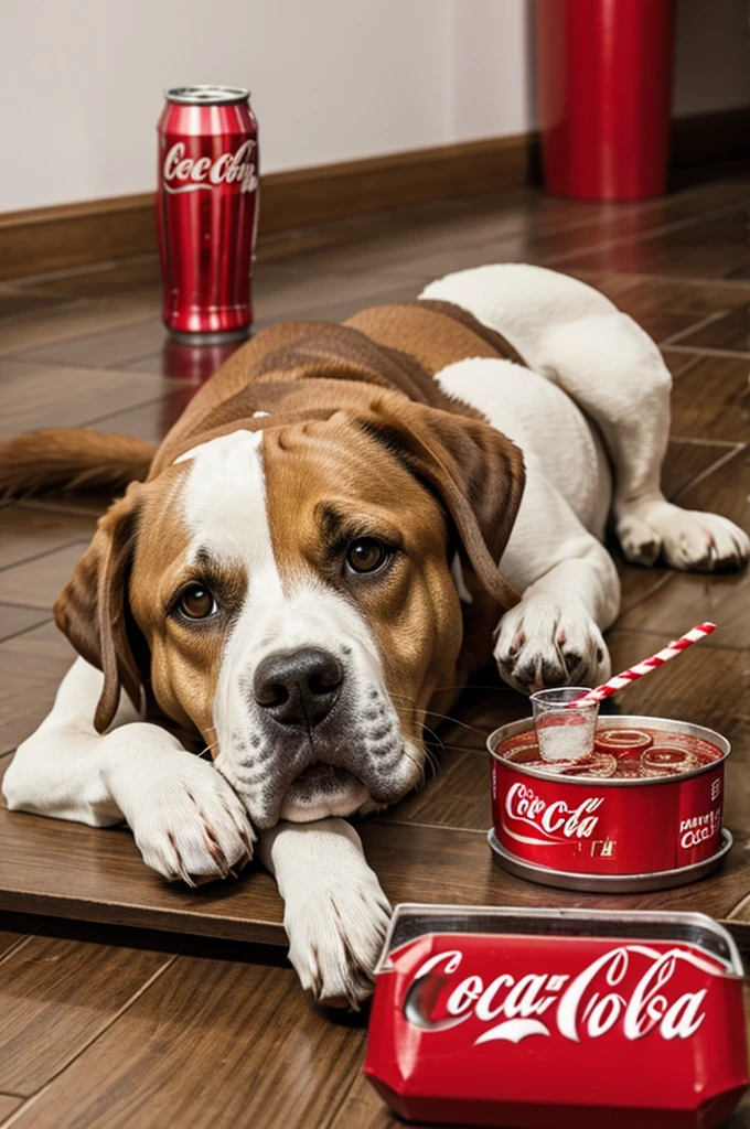 dog drinking coke