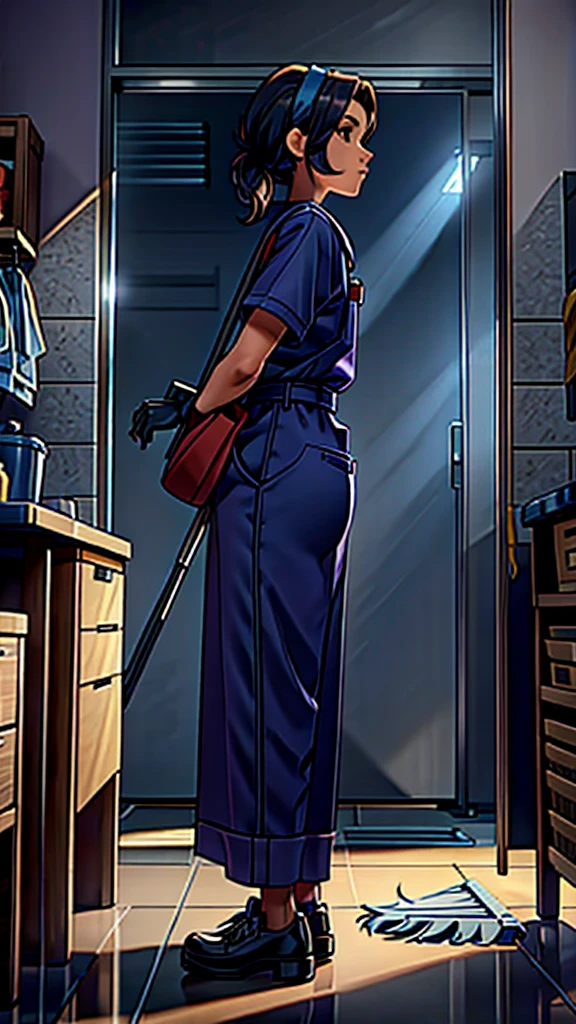 Janitor game character side view without background