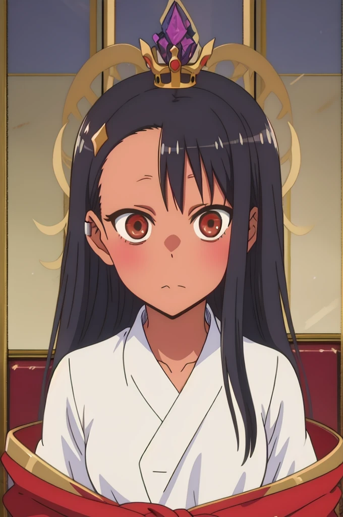 A Goddess Queen, Ruler of a Kingdom, Nagatoro Emperie, a Dark Kingdom of lava, Nagatoro Hayase who is divine and powerful, unique who has a great physique, high definition.