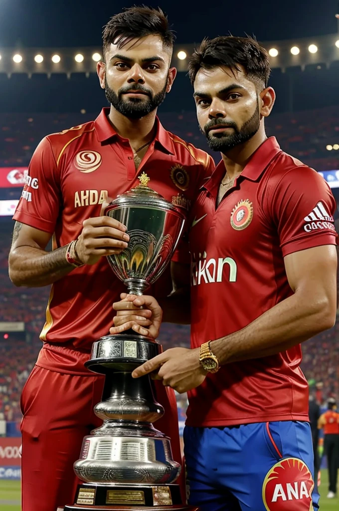 Virat kohli winning IPL trophy in Rcb jearsy