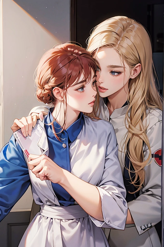 Nurse and soldier kissing