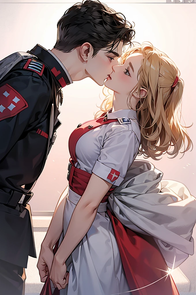 Female Nurse Kissing Male Soldier