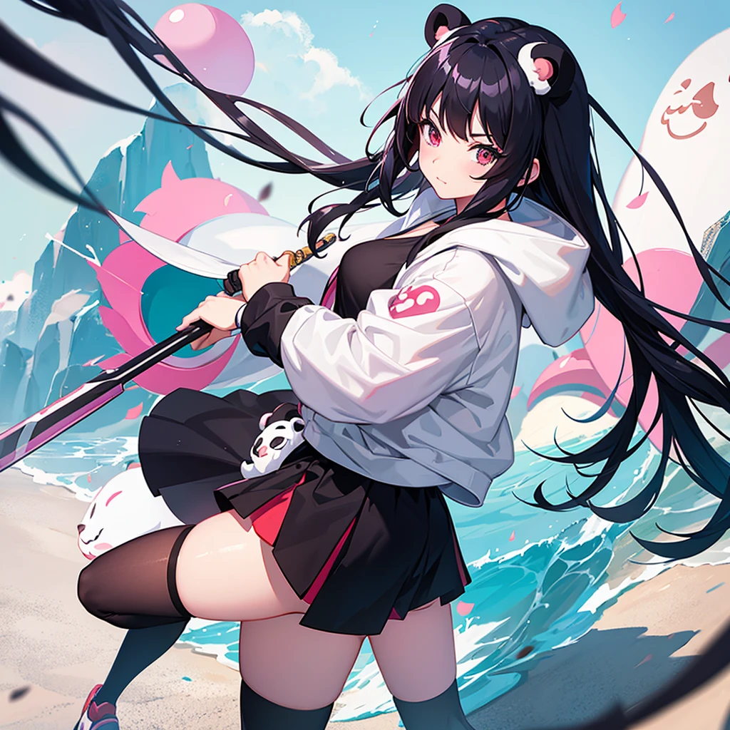 half panda half girl anime warrior