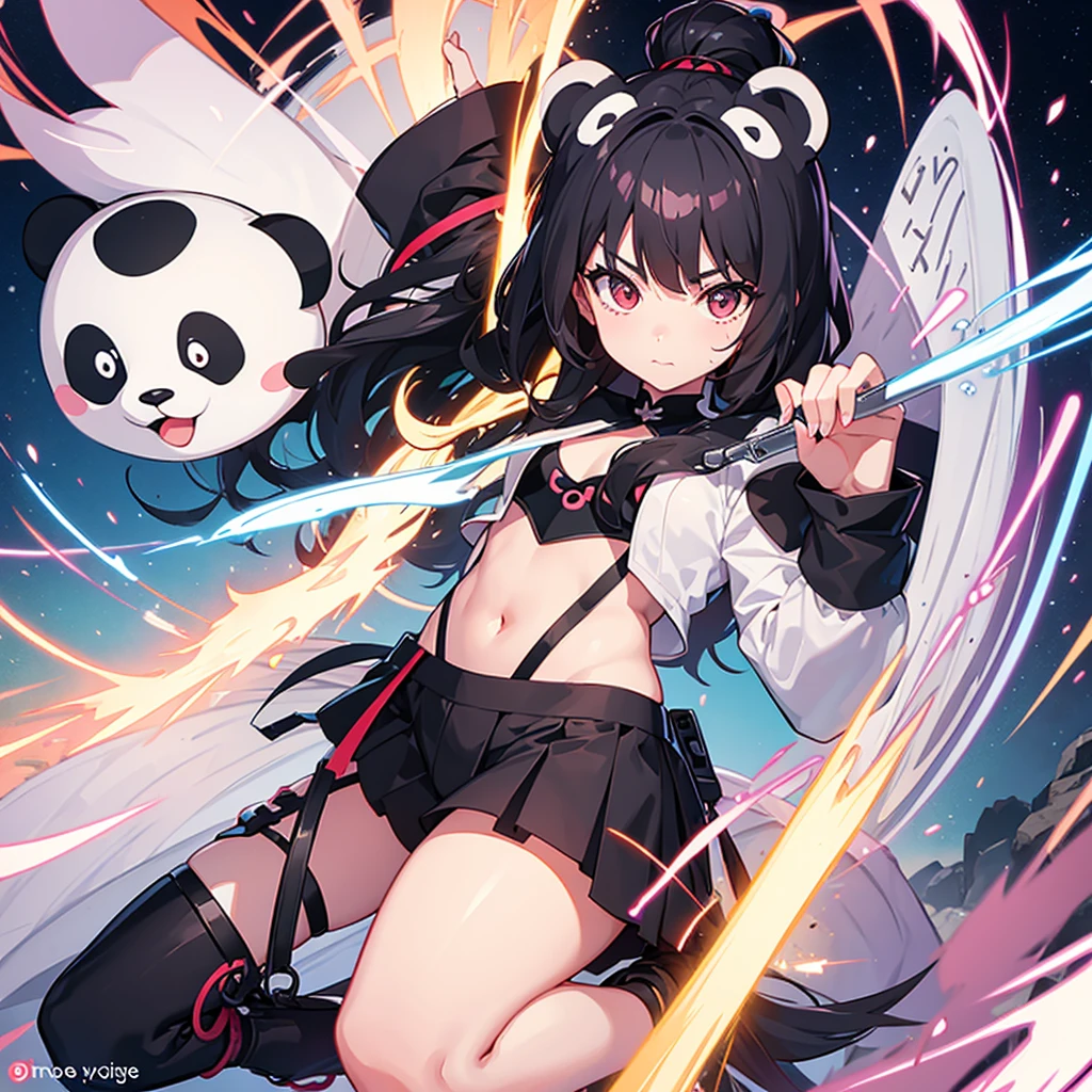 half panda half girl anime warrior