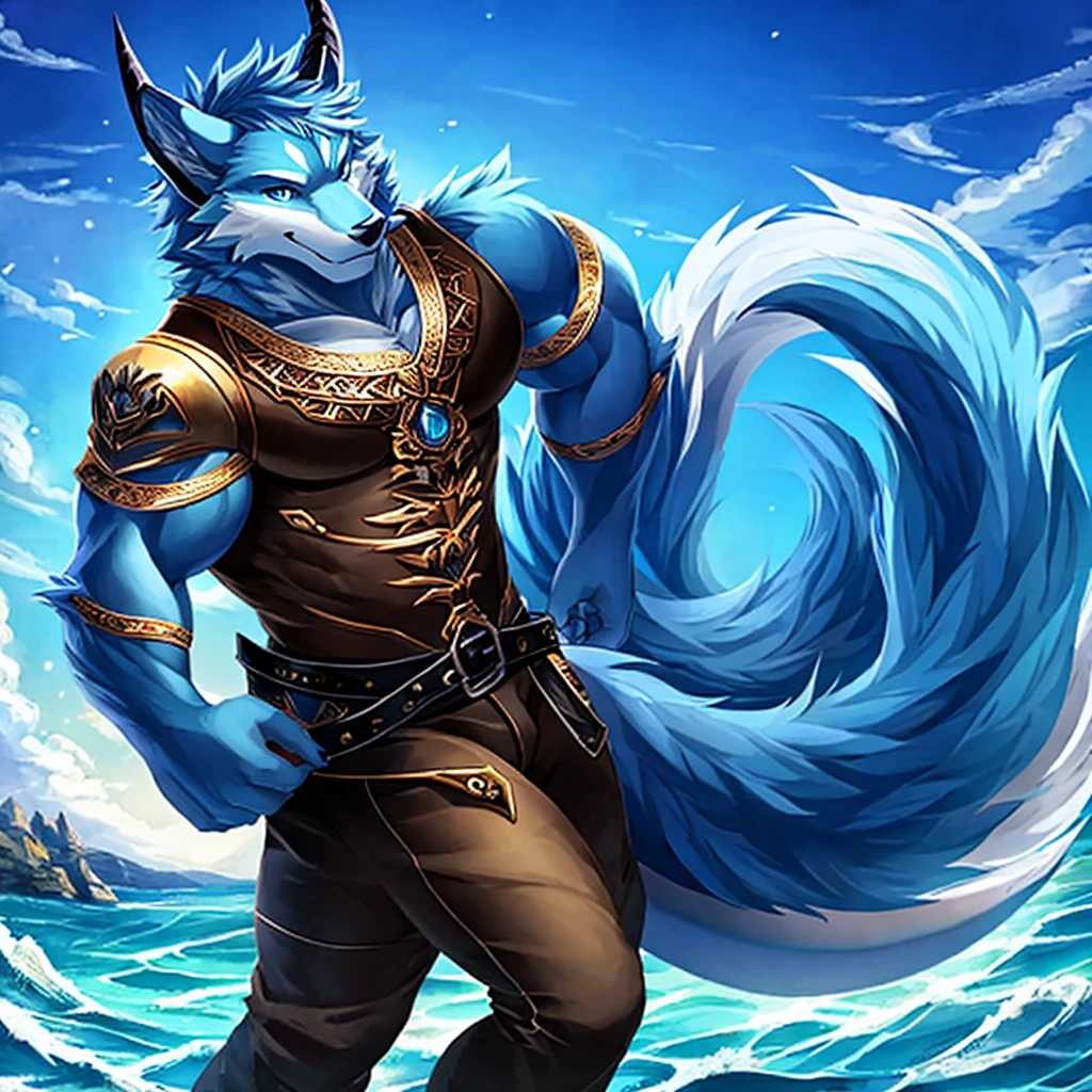 ultra-detailed, masterpiece, masterwork, high quality, best quality, hdr, posted on e621, (by darkgem), (nature, sea), nsfw, male, solo, (blue little body dragon), dragon, (cross your arms, long silver hair, yellow eyes, detailed eyes, white shark body), (nude, micropenis, foreskin, balls), front view, dynamic angle, (wet body, Scar in one eye,)