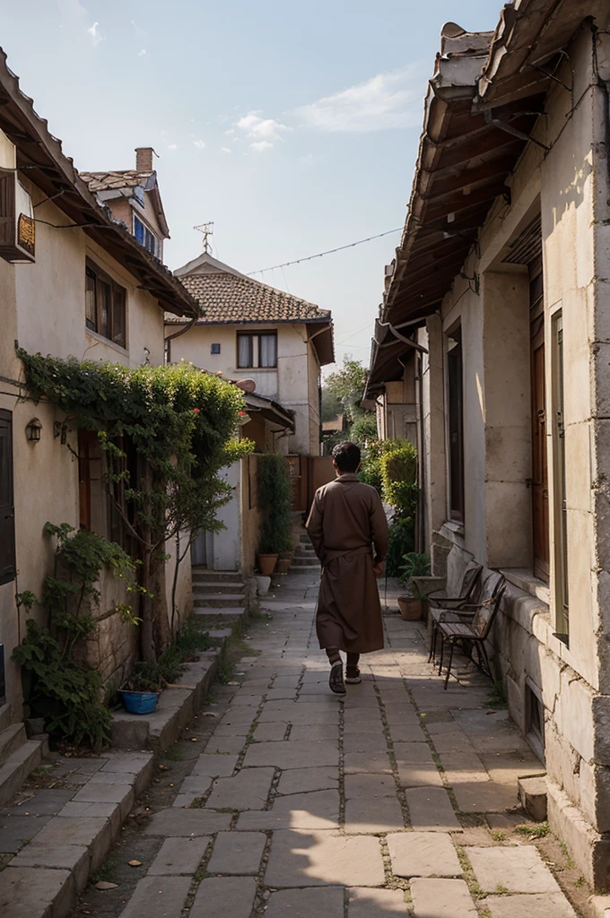 Morning atmosphere in a small village, where a young man named Rama, who lived with his grandfather since childhood, prepare to go to work in the city.