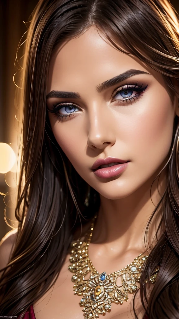 A sexy girl, brunette hair, beautiful detailed eyes, beautiful detailed lips, extremely detailed face, long eyelashes, sensual expression, elegant pose, 1girl, photorealistic, 8k, high quality, hyper detailed, realistic lighting, vivid colors, cinematic lighting, dramatic lighting, intricate details, masterpiece