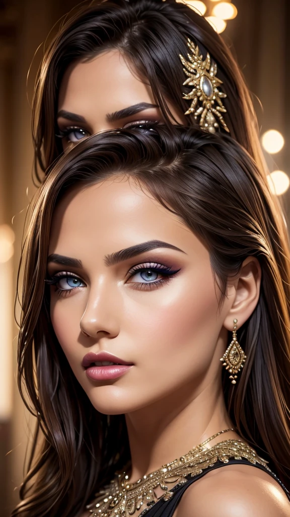 A sexy girl, brunette hair, beautiful detailed eyes, beautiful detailed lips, extremely detailed face, long eyelashes, sensual expression, elegant pose, 1girl, photorealistic, 8k, high quality, hyper detailed, realistic lighting, vivid colors, cinematic lighting, dramatic lighting, intricate details, masterpiece