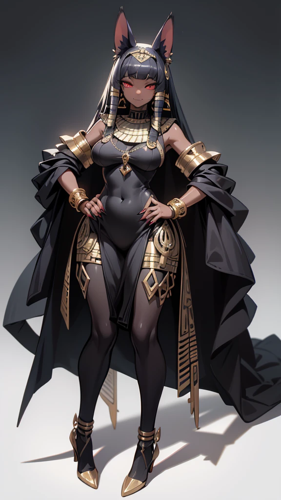 (masterpiece, best quality, highres:1.2), ultra-detailed, photorealistic anthropomorphic animal, Pharaoh, Egypt, Bastet, Egyptian goodness, pharaoh woman, cat girl, cat sphinx, onyx skin, monstergirl, furry, detailed body, detailed hands, corret fingers, Egyptian-themed bedroom, luxurious silk, golden jewelry, mesmerizing red eyes, mysterious aura, sharp claws, long nails, vibrant colors