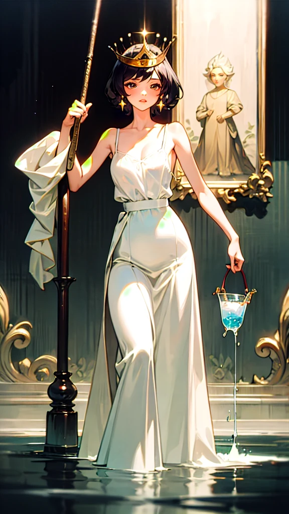 1920's woman in an ad where she is holding the viral beterwere mop