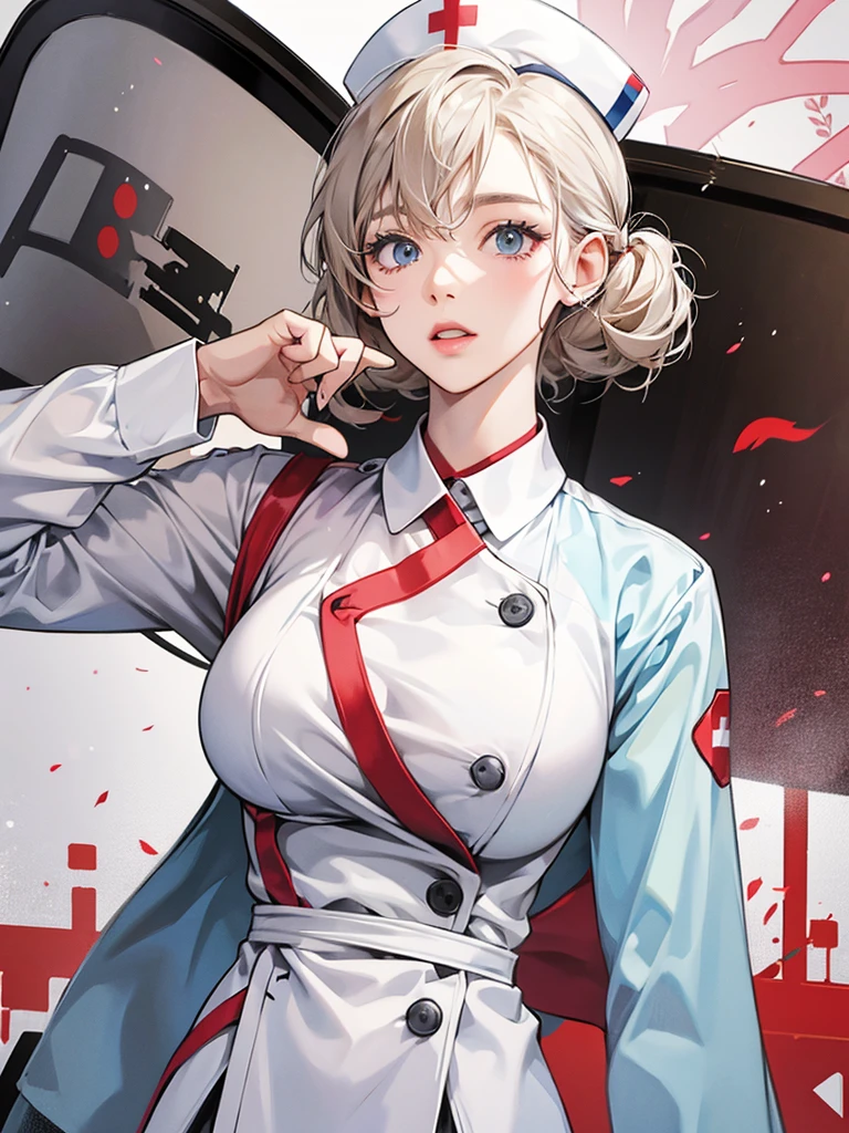 White nurse kisses camouflage soldier
