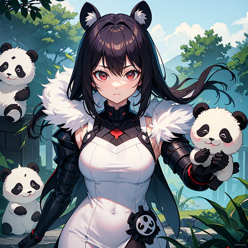 panda girl hybrid dark anime armored warrior