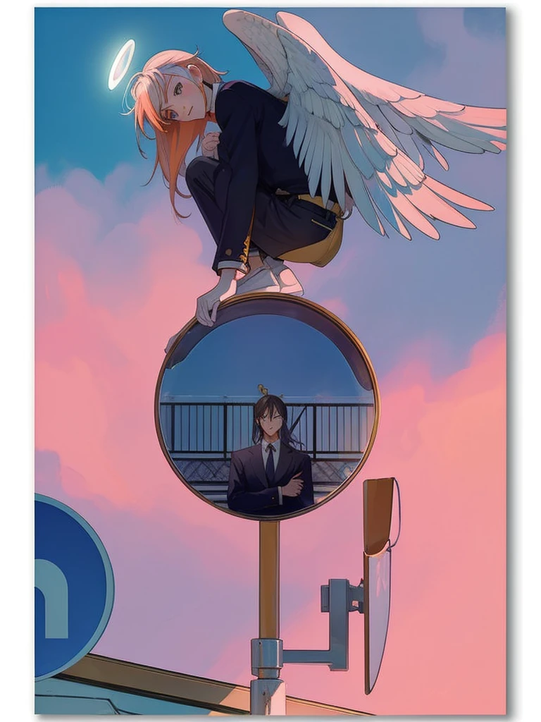 anime picture of a man and woman in a mirror with an angel, trending anime artwork, trending anime art, anime trending artwork, anime poster, beautiful anime artwork, anime poster film still portrait, aesthetic award winning anime, 3d anime poster, sunny summer day, high definition anime art, detailed key anime art, beautiful anime art, anime beautiful peace scene