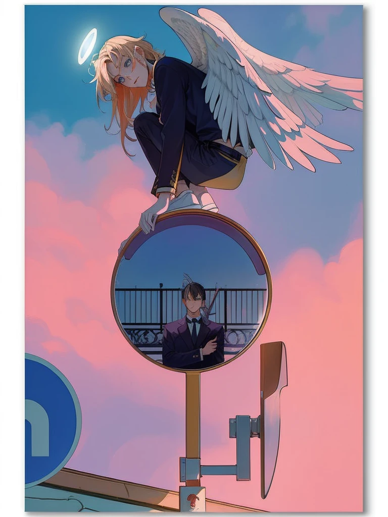 anime picture of a man and woman in a mirror with an angel, trending anime artwork, trending anime art, anime trending artwork, anime poster, beautiful anime artwork, anime poster film still portrait, aesthetic award winning anime, 3d anime poster, sunny summer day, high definition anime art, detailed key anime art, beautiful anime art, anime beautiful peace scene