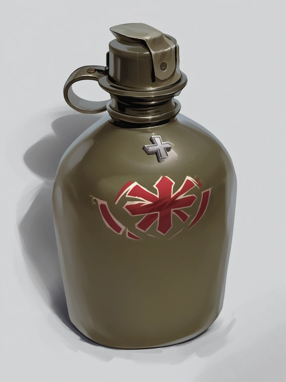 military flask, holy, holy cross, Holy water, frontline style, borderlands style, artstation, concept art, hand paint texture, 