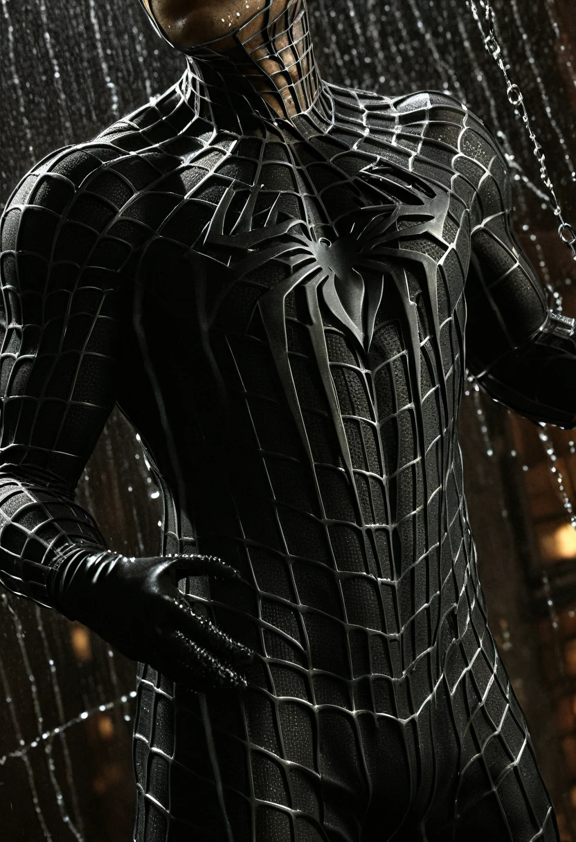 score_9, score_8_up, score_7_up, best quality, realistic, masterpiece, beautiful detail, hyperrealistic, (1girl, woman body), big breasts, amazing detailed full body portrait of a beautiful ulzzang girl, wearing a realistic and highly detailed black raimi spider-man suit, ((huge muscular girl)), professional model wears ultra - detailed black raimi spider - man suit, ultra - detailed and grained black raimi spiderman suit, suit covered entire body and hand, black spiderman gloves, wet, (swinging on a web), (full body), (dirty skin), close up, octane render, highly detailed, volumetric, dramatic lighting, (highest quality:1.1), (HDR:1.3), (top quality, best quality), realistic, high definition,
