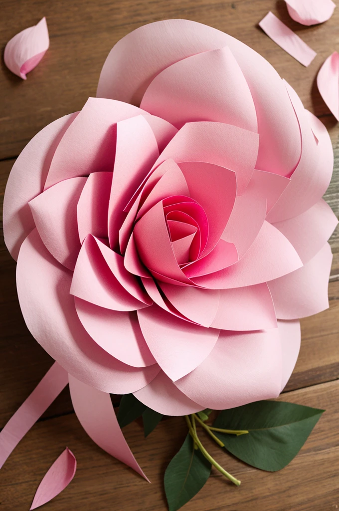 Make a handmade paper flower with pink petals