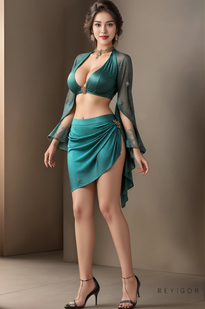The Damsel in Distress (Kate Mara 25, sheer green dress gold trim, nude underneath) Damsel is flattering the dragon in its lair. Damsel is scratching Dragon's head to calm it