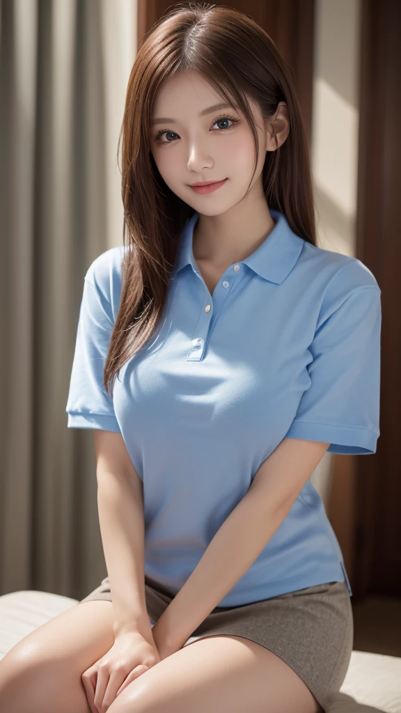 Woman in polo shirt and shorts, gorgeous young Korean woman, beautiful Korean woman, Korean girl, beautiful young Korean woman, Korean woman, beautiful asian girl, Asian girl, wearing casual clothes, beautiful asian woman, gorgeous chinese model, in park, crowded, cleavage, frolicking