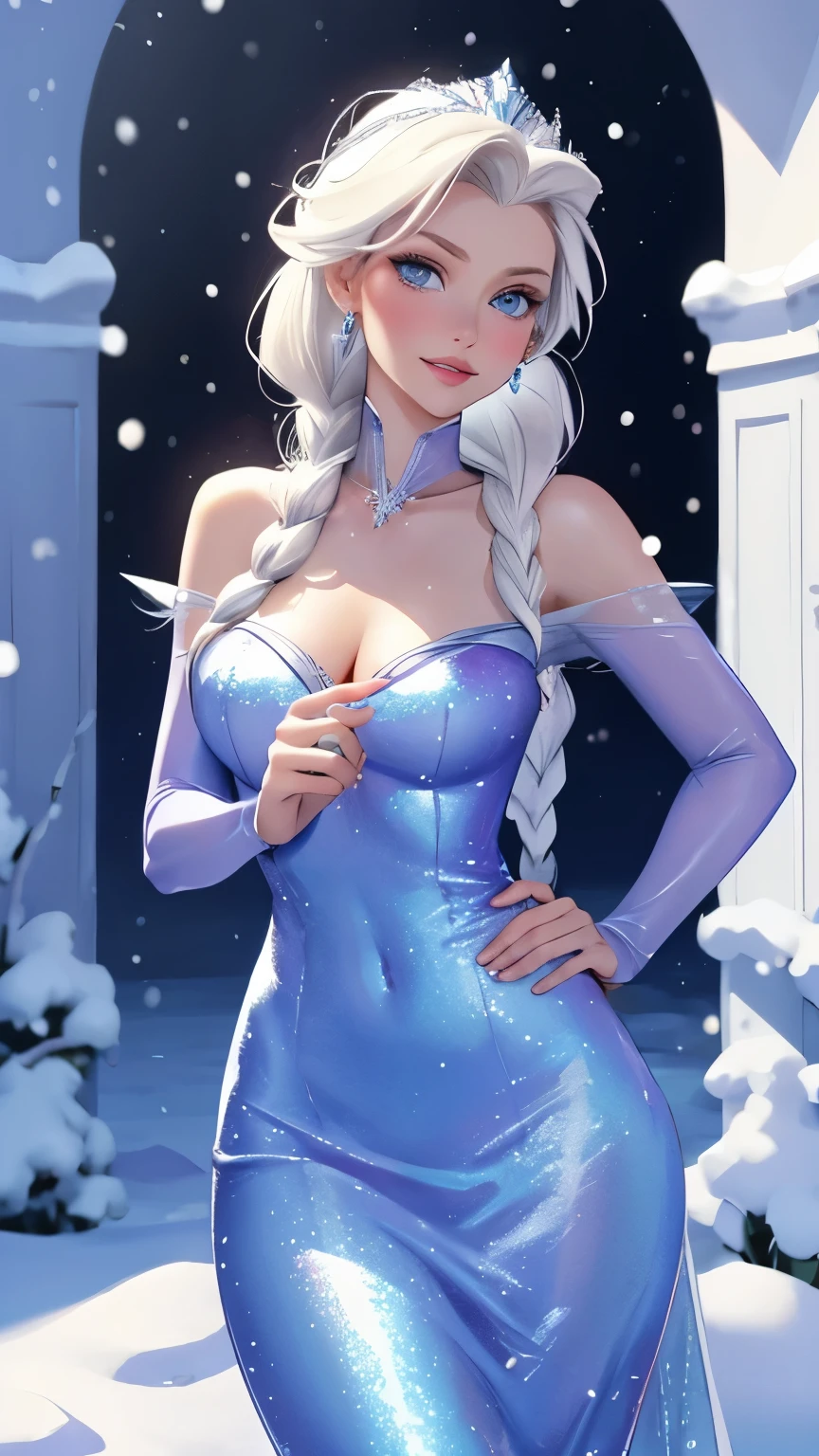 freeze，Elsa, exist, plum bossom，Sexy highlighted，Snow Castle
