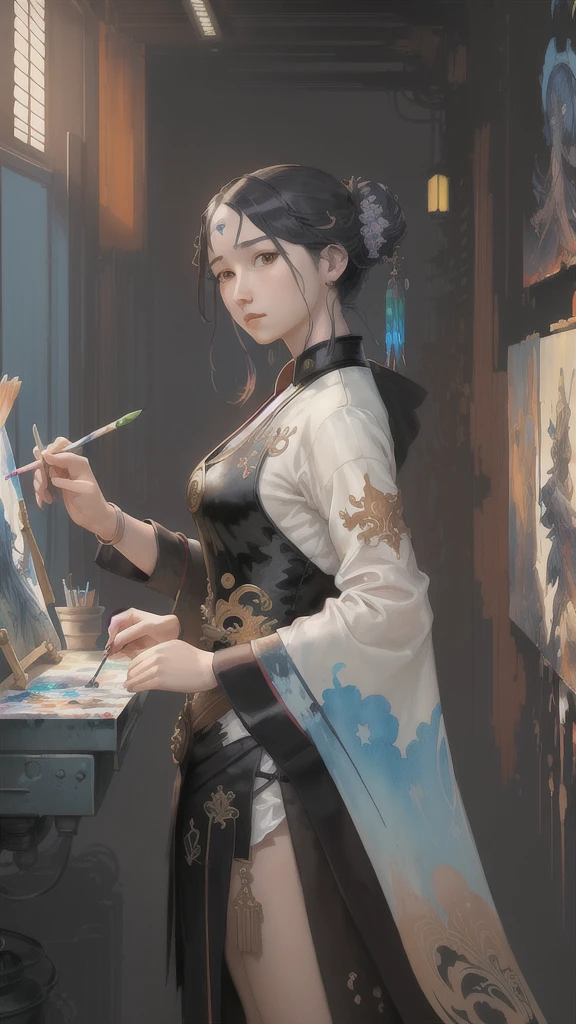 (teenage painting:1.3) of (Very detailed:1.3),(warm and comfortable:1.3),best quality,Masterpiece,Highly detailed,มีรายVery detailed,1 girl,[Emma Watson:Zhou Ziyu:0.2],, Not true, none at all 5,Octane rendering,(2d:1.2), Limited flat color palette,, digital painting, art station, concept art, smooth, Sharp focus,art by ross tran and greg rutkowski and alphonse Mucha and Bak Karol,, (ภาพวาดwatercolorมัน:1.16),(acrylic painting:1.16),(colorful:1.16), (watercolor:1.16),, by (Nwinkpunk:1.0),(Kuvchinov:1.0),(dreamlike:1.0),(Samdo Art:1.0),(Model photography style:1.0),(by Artist Koho Shoda:1.3),(by Artist Mike Mignola:1.3),(by Artist Joop Polder:1.3),(classical art:1.3),(Industrial Art:1.3),(Solarpunk art:1.3)