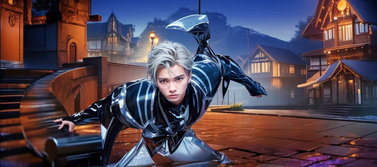 (masterpiece, best quality:1.2), a hyperrealistic , solo, 1 boys, yukinoshita yukino, (shiny skin, wet skin:1.2), sweating, slight smile, looking at viewer, on all fours, , white shirt, plaid skirt, thighhighs, afternoon, classroom hyperrealistic 