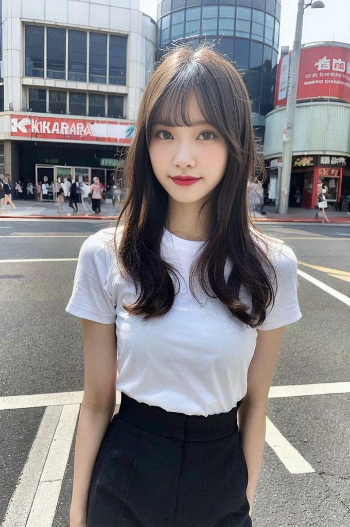 super high quality, masterpiece, ultra expensive resolution, (Realistic: 1.4), expensively detaileded CG Unity 8k wallpaper, detaileded and complex, original, expensive resolution, RAW Photos, (Perfect figure), Detailed and complex, Digital SLR, Soft lighting, expensive quality, Film Grain, Depth of written boundary, Fujifilm XT3, 50mm lens, Backlight, High resolution, Surreal, Color Grade, Dynamic pose, Portraiture, Japanese, smile, lips, bangs, (Crowded Akihabara: 1.2), Front Viewer, Natural light, girl, 20-year-old, whole body, alone, student, expensive , Sailor collar, Bobby Socks, Pleated skirt, Daytime, on the street, Deep Shadow, cute, beauty, Modest, Cold Light 12000K\\ street, Store status, akihabara, Shinjuku, Shibuya Ward, Ikebukuro, detaileded realistic, detailed, Skin Texture, ultra detaileded, realistic Skin Texture, (dramatic, Award-winning photo, incredible masterpieces: 1.3)