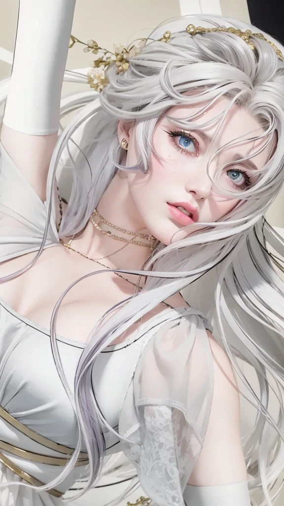 best quality, ultra high res, (photorealistic:1.4), (detailed beautiful girl:1.4), (medium breasts:0.8), looking_at_viewer, Detailed facial details, beautiful detailed eyes,pink hair, blue eyes, slender, haunting smile, (makeup:0.3), red lips, highly detailed clothes, (ulzzang-6500-v1.1:0.3)