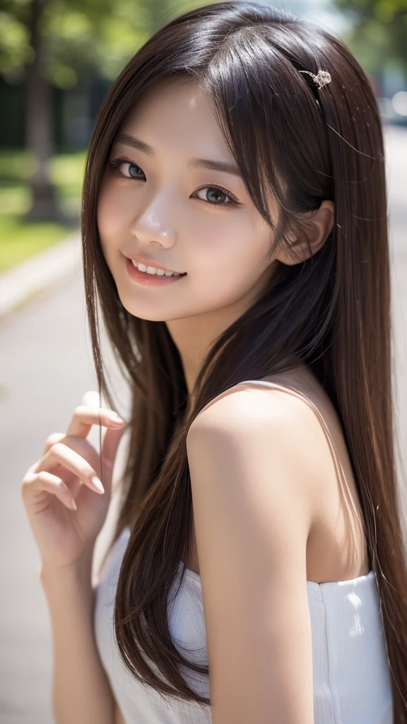 randome pose、(top-quality,masterpiece:1.3,超A high resolution,),(Ultra-detail,Caustics),(Photorealsitic:1.4,RAW shooting,)Ultra-realistic capture,A highly detailed,High resolution 16K human skin closeup、 Skin texture is natural、、The skin looks healthy with an even tone、 Use natural light and color,1 girl,japanes,22year old,kawaii,A goid-hair,Middle hair,,smil,,(depth of fields、chromatic abberation、、Wide range of lighting、Natural Shading、)、Minato