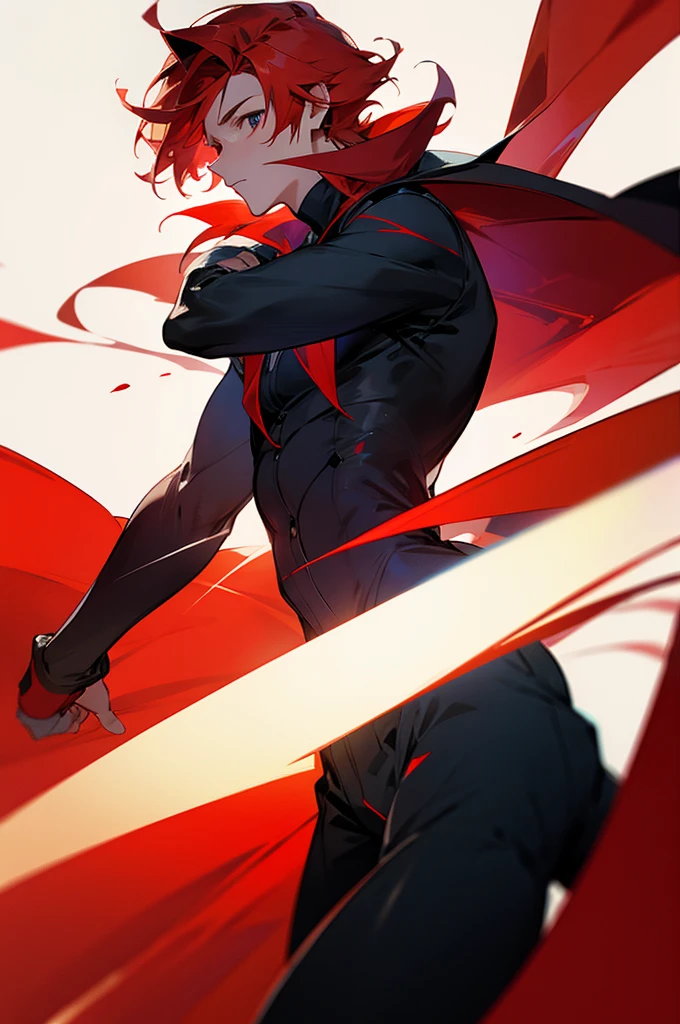 man, thick eyebrows, handsome, short hair, fox ears, injured, body