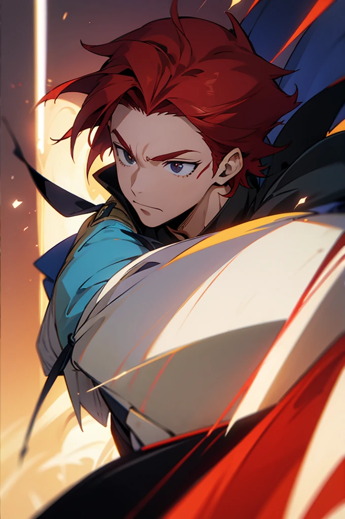 male, student background, red hair