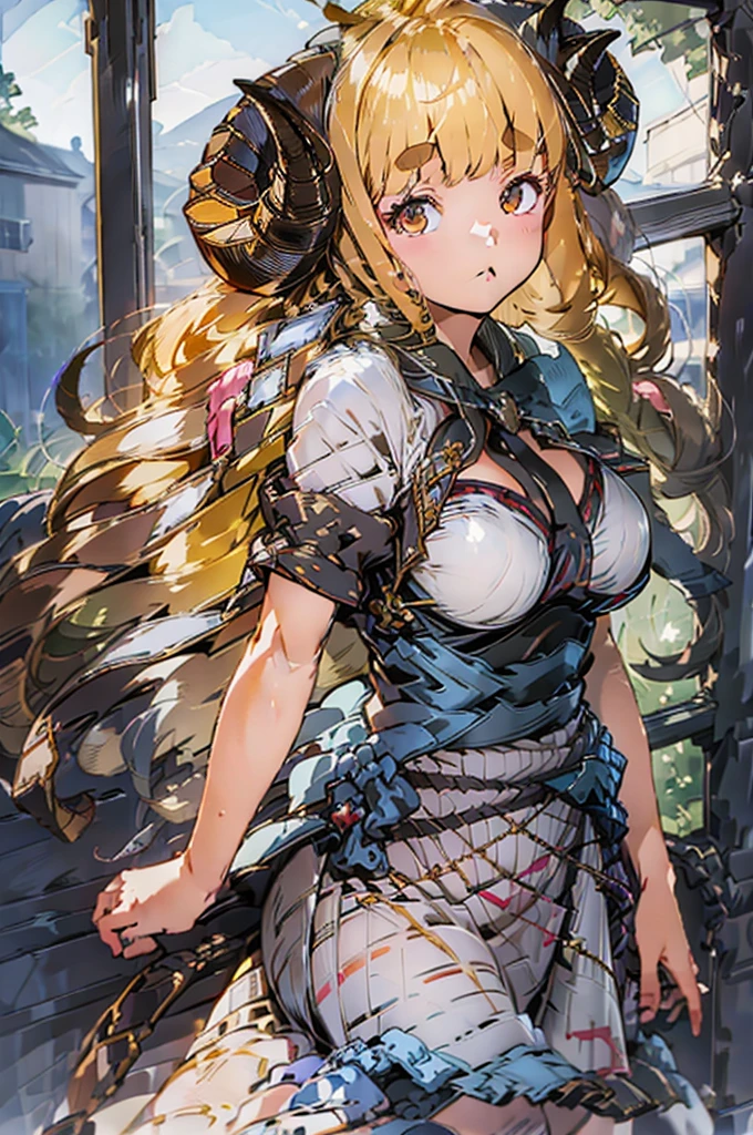 Dark Paladin,beautiful breasts,holding shield,spear,Hair Color is gold,hair style is sideponytali, hair over one eye,high Quality,best quality