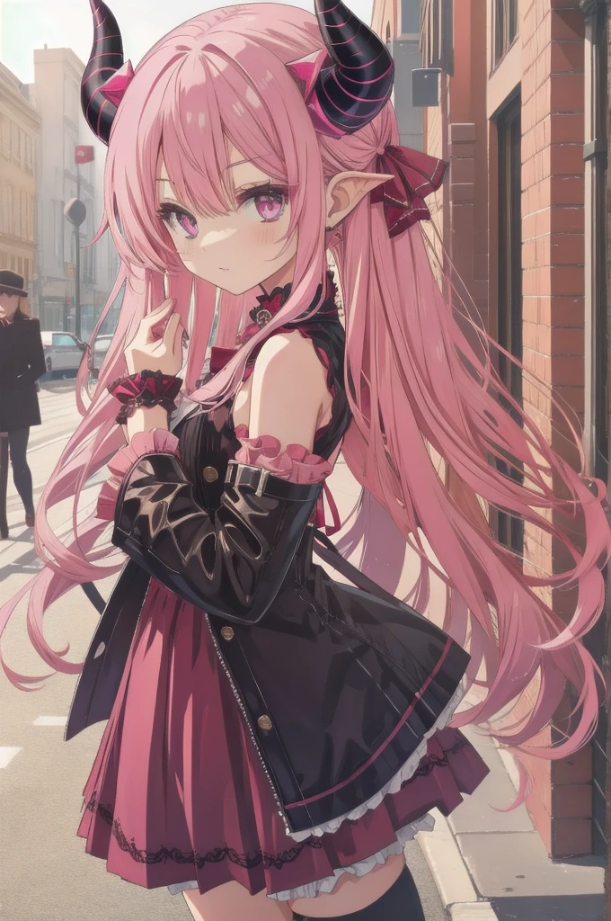 A devilish pink-haired loli with horns