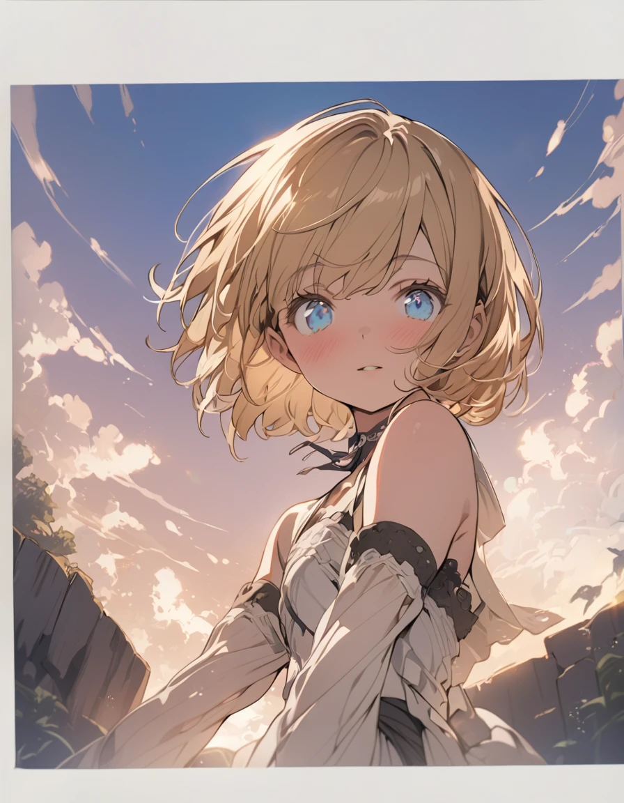 masterpiece blonde girl (Short Bob Hair:1.4),(blue eyes)