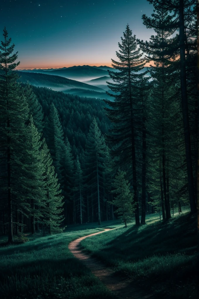 landscape，night，forest，magic，Dreams