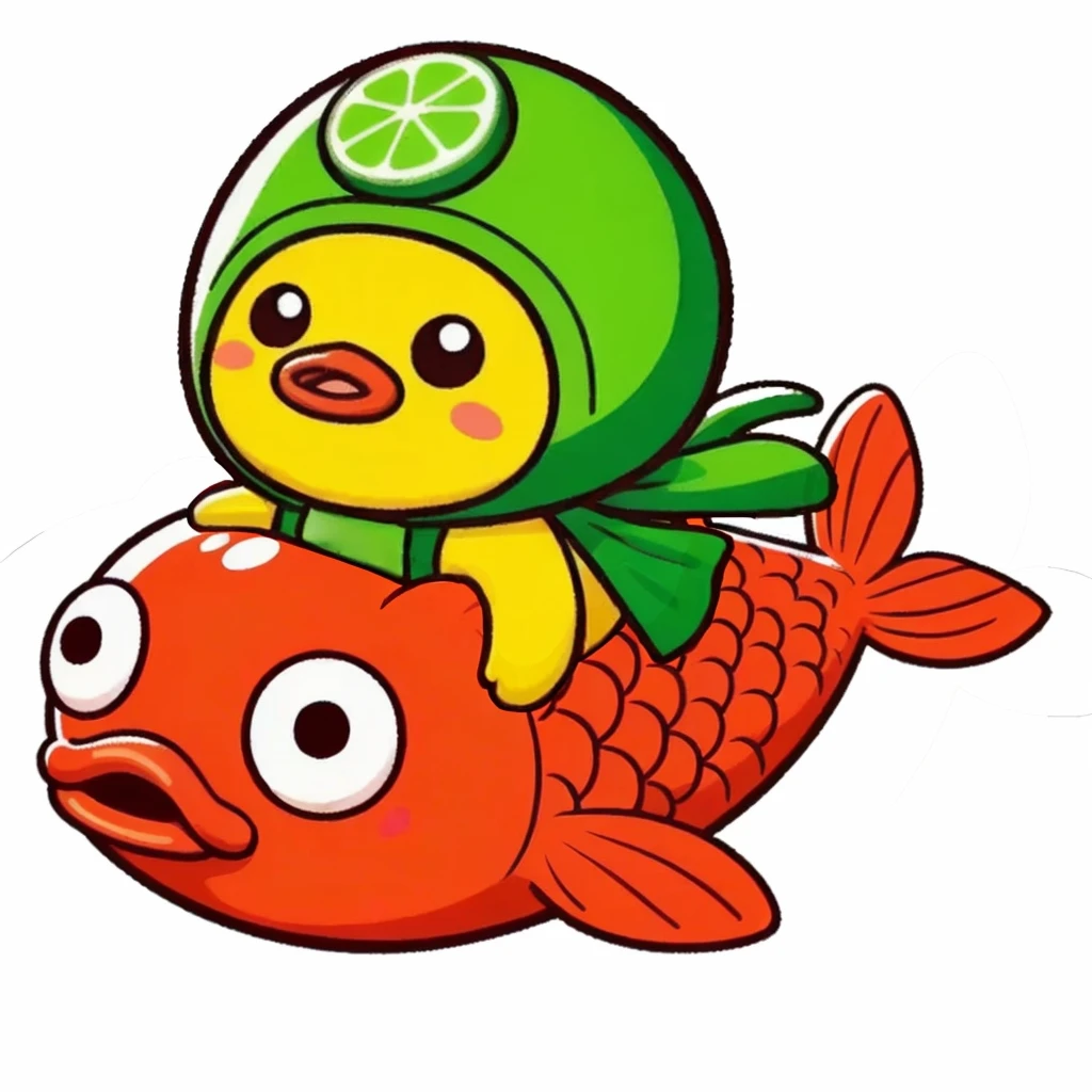 Cartoon fish with green hat and green scarf on head, Japanese mascot, Fresh peas, Official illustrations, These treatments, Monitor, Full Moon, Kajikato, Diego demands, Geelong, Maple Story Character Art, Local Customs Department, Takahashi Makoto, Official Art